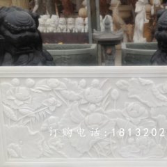 漢白玉浮雕，荷花荷葉石浮雕