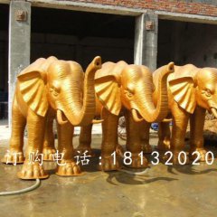 玻璃鋼大象雕塑，仿銅大象雕塑