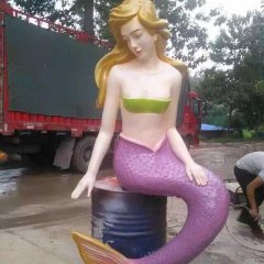 玻璃鋼美人魚雕塑，玻璃鋼彩繪雕塑