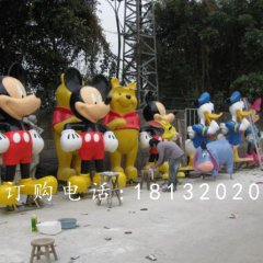玻璃鋼米老鼠唐老鴨雕塑，卡通雕塑