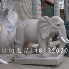 大理石小象，公園動物石雕