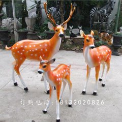 梅花鹿雕塑，玻璃鋼仿真梅花鹿雕塑