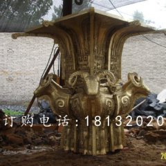 四羊方尊銅雕，鎏金四羊方尊銅雕