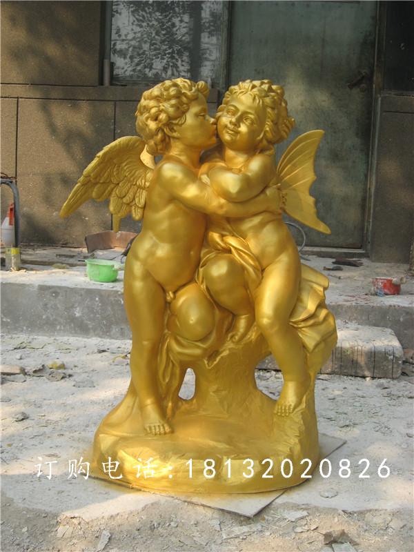 玻璃鋼小天使雕塑，玻璃鋼西方人物雕塑