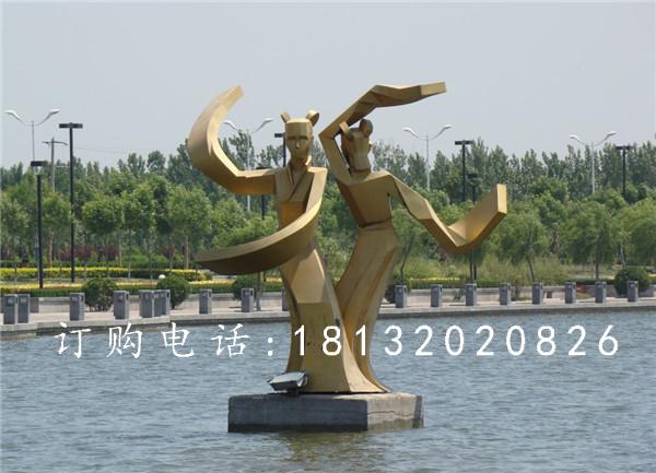 不銹鋼古代美女雕塑，抽象人物雕塑