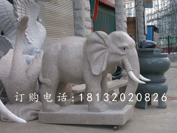 大理石小象，公園動物石雕