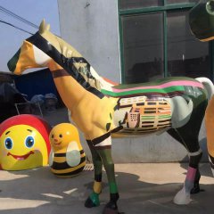 玻璃鋼彩繪馬雕塑，玻璃鋼動物雕塑