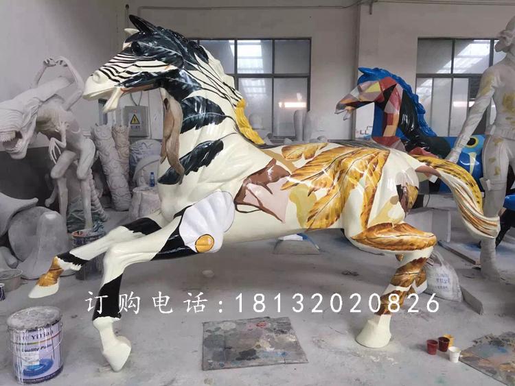 玻璃鋼彩繪馬雕塑，玻璃鋼動物雕塑 (2)