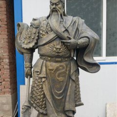 持刀關公銅雕，寺廟銅關公