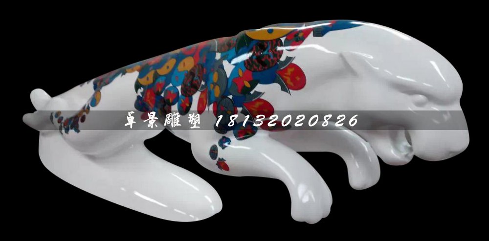 玻璃鋼豹子雕塑，玻璃鋼彩繪雕塑 (1)