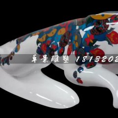 玻璃鋼豹子雕塑，玻璃鋼彩繪雕塑