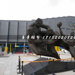 打籃球銅雕，廣場運動雕塑