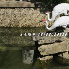 丹頂鶴石雕，公園動物石雕