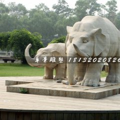 母子象石雕，廣場大象石雕