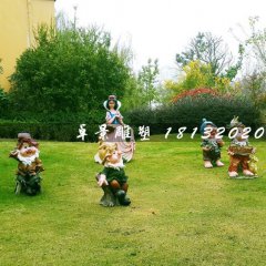 白雪公主與七個小矮人雕塑，玻璃鋼卡通雕塑