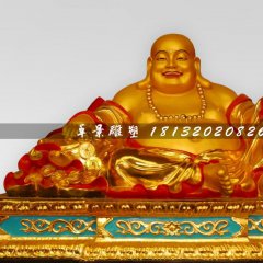 玻璃鋼彌勒佛，貼金彩繪佛像雕塑