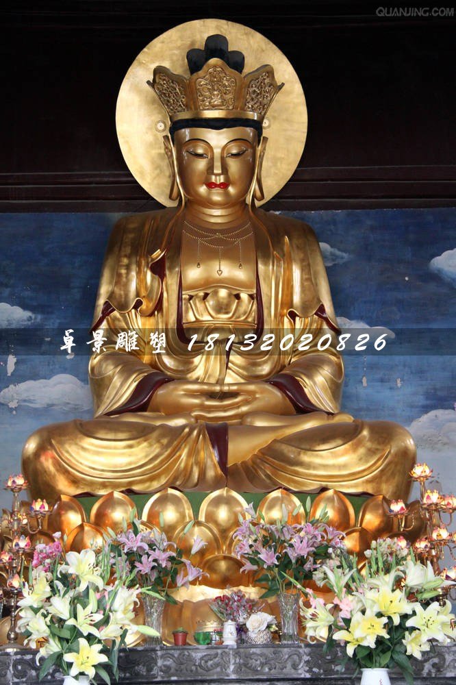 玻璃鋼地藏菩薩雕塑，貼金佛像雕塑