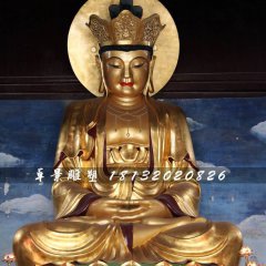 玻璃鋼地藏菩薩雕塑，貼金佛像雕塑