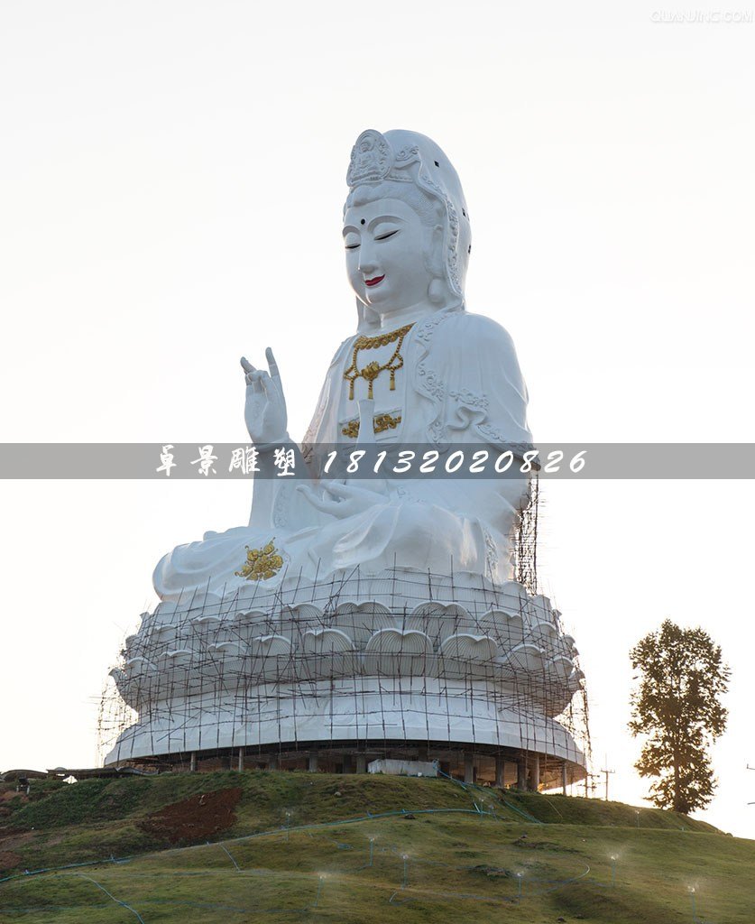 玻璃鋼坐式觀音雕塑，大型觀音雕塑