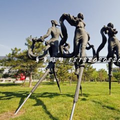 踩高蹺銅雕，公園景觀雕塑