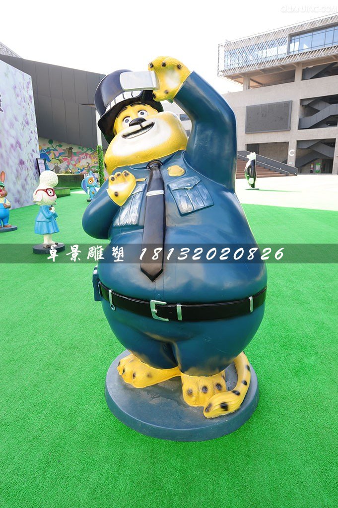 本杰明警官雕塑，玻璃鋼瘋狂動物城雕塑