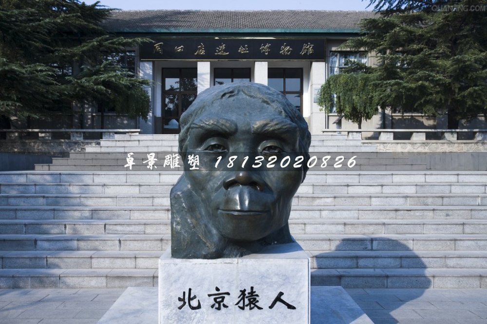 北京猿人銅雕，仿真銅雕
