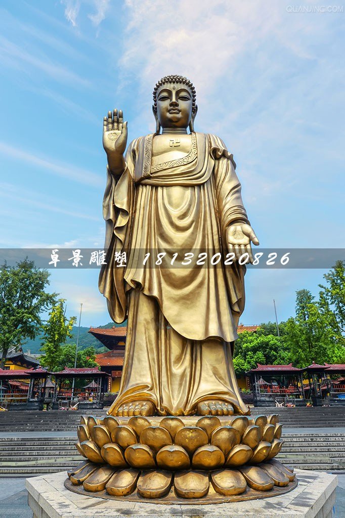 立式如來佛銅雕，寺廟銅佛像