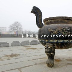 三足香爐銅雕，廣場銅香爐雕塑
