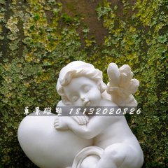 睡覺的小天使石雕，公園漢白玉人物石雕