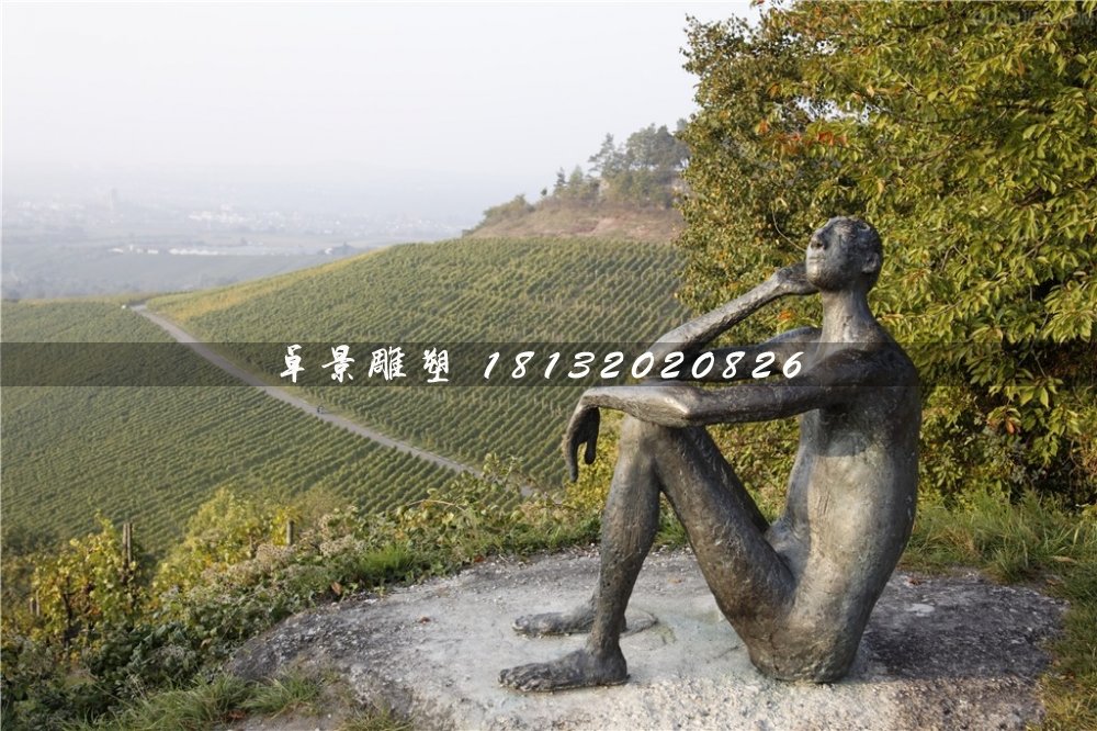 思考銅雕，抽象人物銅雕 (1)
