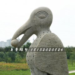 烏鴉石雕，公園動物石雕