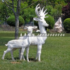 小鹿石雕，公園動物石雕