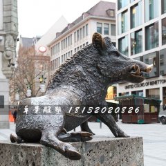 野豬銅雕，街邊動物銅雕