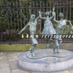 一家三口銅雕，公園天倫之樂銅雕