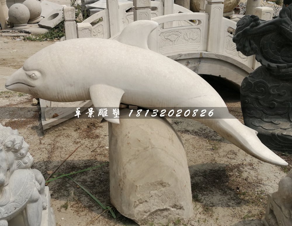 白海豚石雕，公園動物石雕