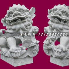 南獅石雕，大理石獻錢獅