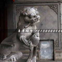 青石獅子雕塑，戲球獅石雕