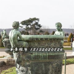青銅花盆雕塑，公園花缽銅雕