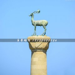青銅鹿雕塑，廣場馴鹿銅雕