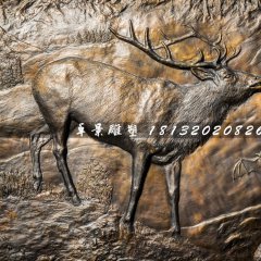 銅浮雕，馴鹿蝙蝠銅浮雕
