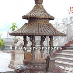 香爐銅雕，寺廟三足銅香爐