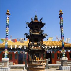 寺廟銅香爐，三足香爐銅雕