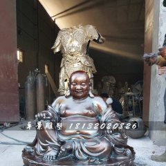 大肚彌勒佛銅雕，寺廟坐式佛像