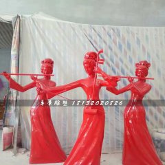 古代美女演奏雕塑，玻璃鋼人物雕塑