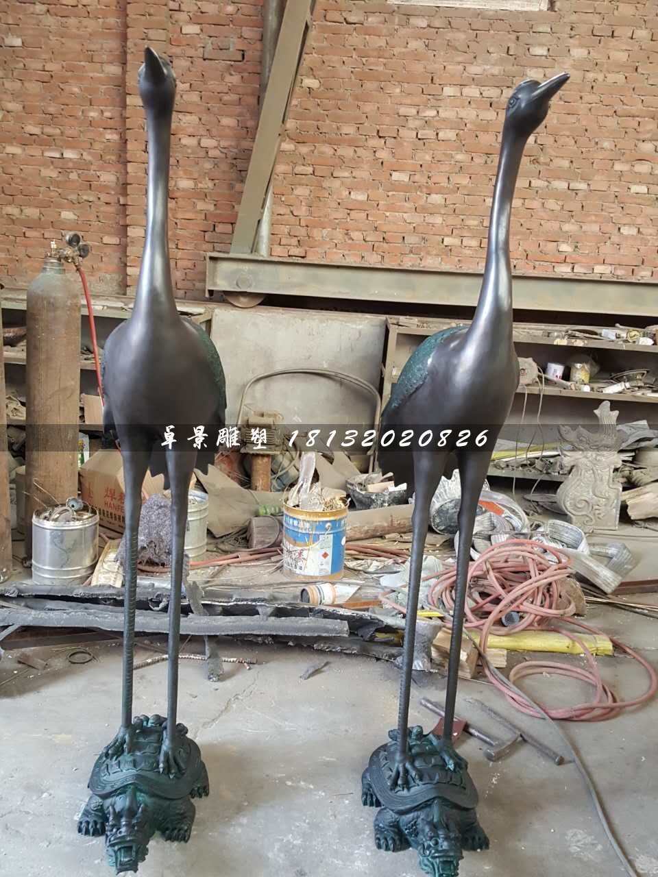 龜鶴延年銅雕，仙鶴銅雕