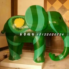 卡通小象雕塑，玻璃鋼彩繪動物雕塑