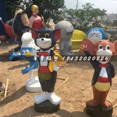 貓和老鼠雕塑，玻璃鋼卡通雕塑
