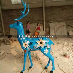 彩繪小鹿雕塑，玻璃鋼動物雕塑