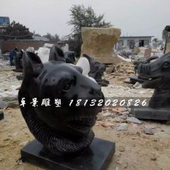 十二生肖獸首石雕，公園動物石雕