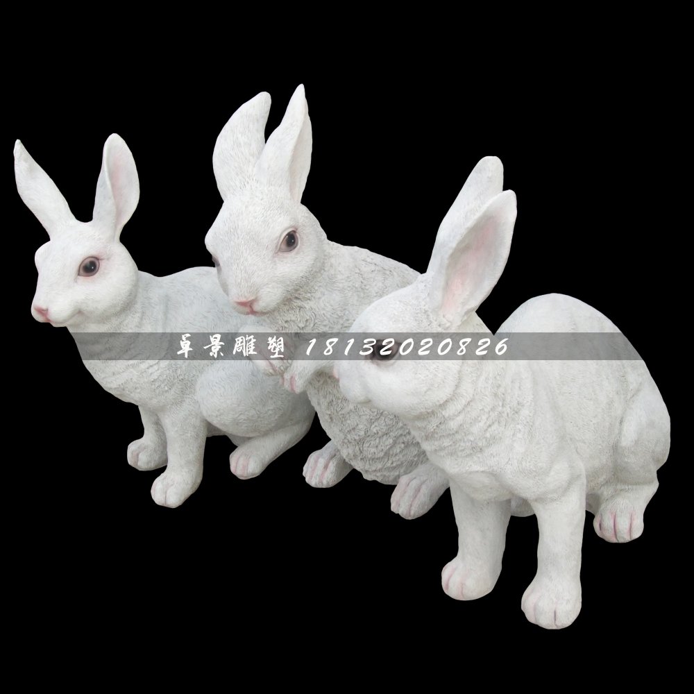 仿真小白兔，玻璃鋼動物雕塑